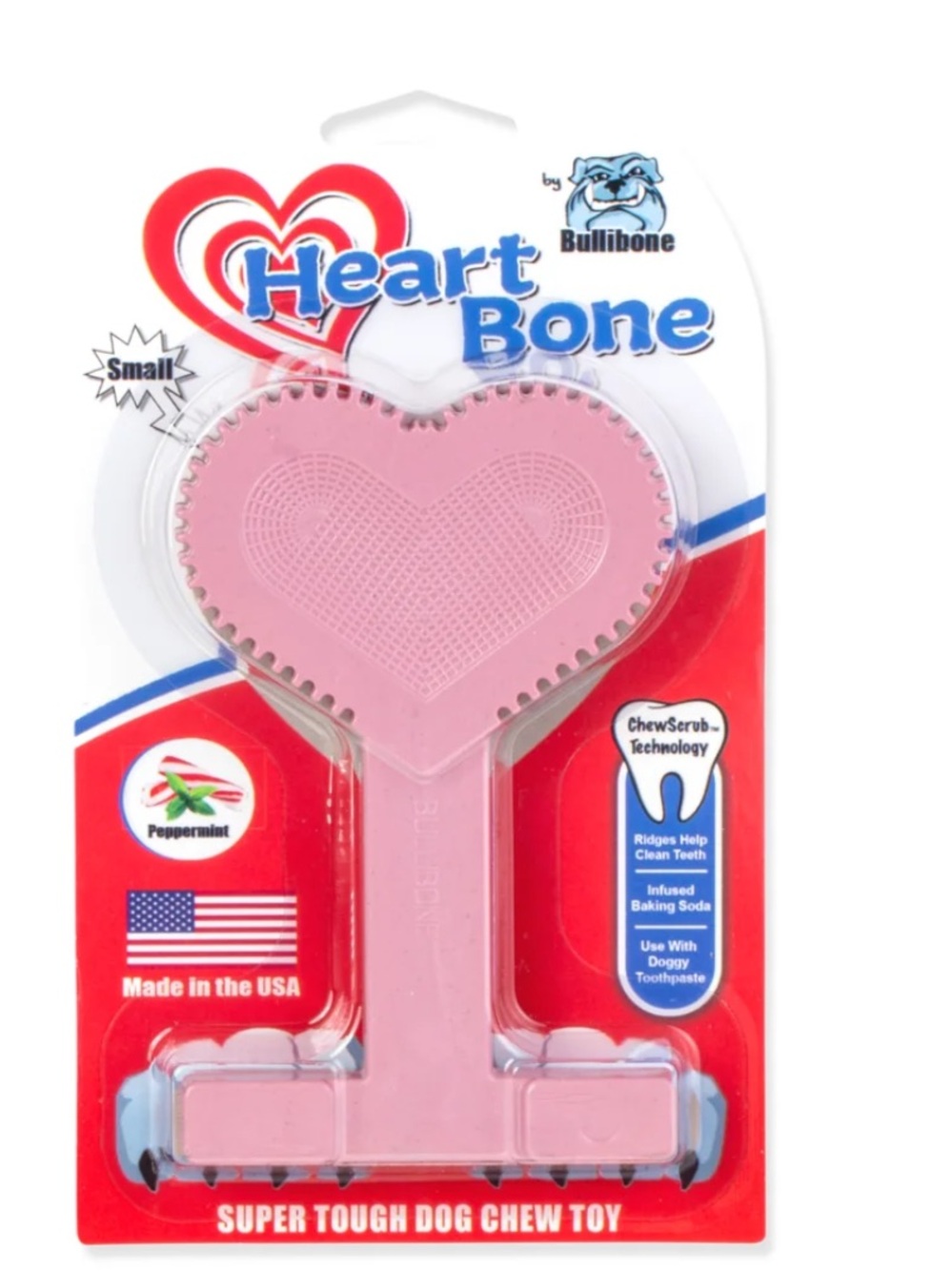 Heart Bone Small Pink Dog Chew Toy